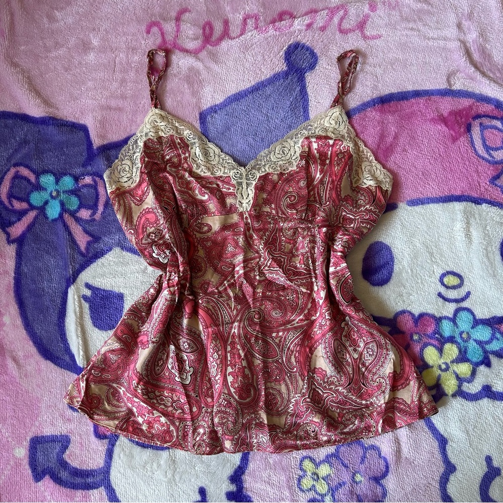 INC International Concepts pink Paisley Camisole with Lace